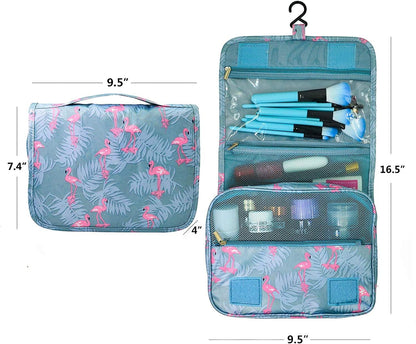 Travel Hanging Toiletry Bag Cosmetic Bag Makeup Organizers for Men & Women with Sturdy Hook (Blue flower)