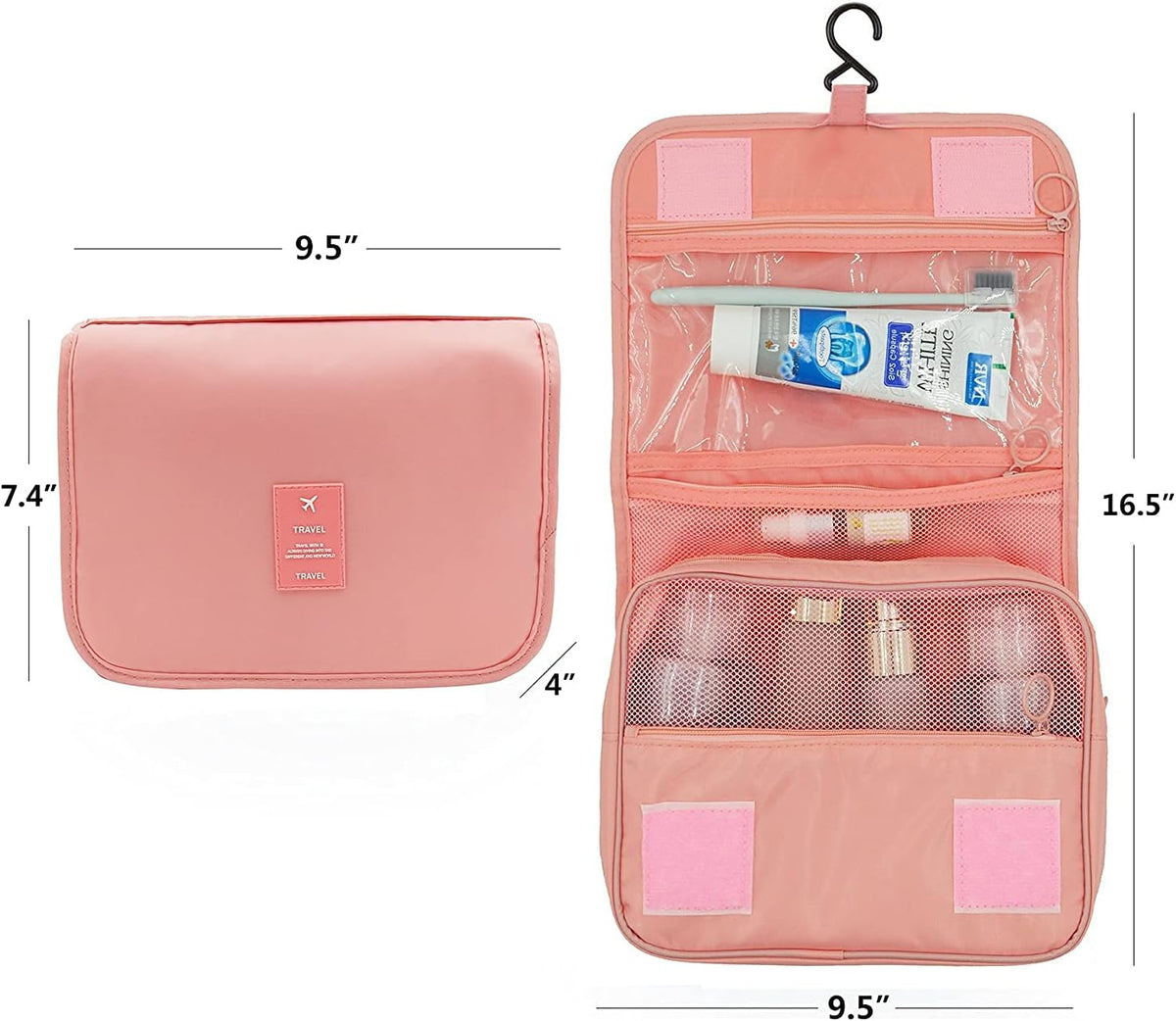 Travel Hanging Toiletry Bag Cosmetic Bag Makeup Organizers for Men & Women with Sturdy Hook (Blue flower)