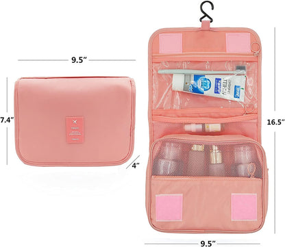 Travel Hanging Toiletry Bag Cosmetic Bag Makeup Organizers for Men & Women with Sturdy Hook (Blue flower)
