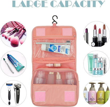 Travel Hanging Toiletry Bag Cosmetic Bag Makeup Organizers for Men & Women with Sturdy Hook (Blue flower)