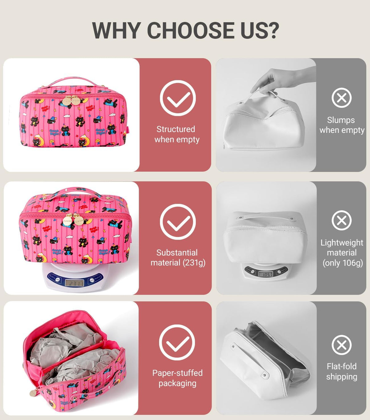 Travel Makeup Bag for Women, Large Cosmetic Organizer with Open-Flat Design, Clear Divider & Handle - Waterproof PU Leather Toiletry Case (Floral Pattern)