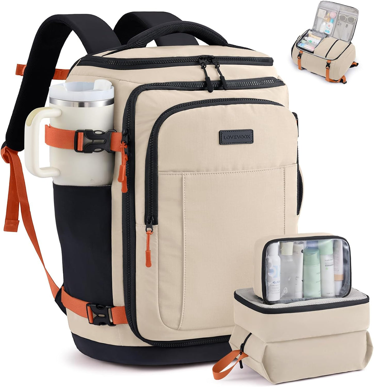 Travel Backpack for Women & Men, 40L TSA Approved Carry On Backpack with 3 Packing Cubes, Waterproof Weekender Overnight Bag for 2-4 Day Trips, Business & Travel Essentials, Slate Green-Black