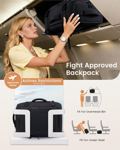 Travel Backpack for Women & Men, 40L TSA Approved Carry On Backpack with 3 Packing Cubes, Waterproof Weekender Overnight Bag for 2-4 Day Trips, Business & Travel Essentials, Slate Green-Black