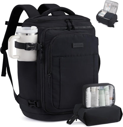 Travel Backpack for Women & Men, 40L TSA Approved Carry On Backpack with 3 Packing Cubes, Waterproof Weekender Overnight Bag for 2-4 Day Trips, Business & Travel Essentials, Slate Green-Black
