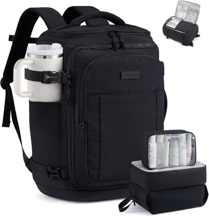 Travel Backpack for Women & Men, 40L TSA Approved Carry On Backpack with 3 Packing Cubes, Waterproof Weekender Overnight Bag for 2-4 Day Trips, Business & Travel Essentials, Slate Green-Black