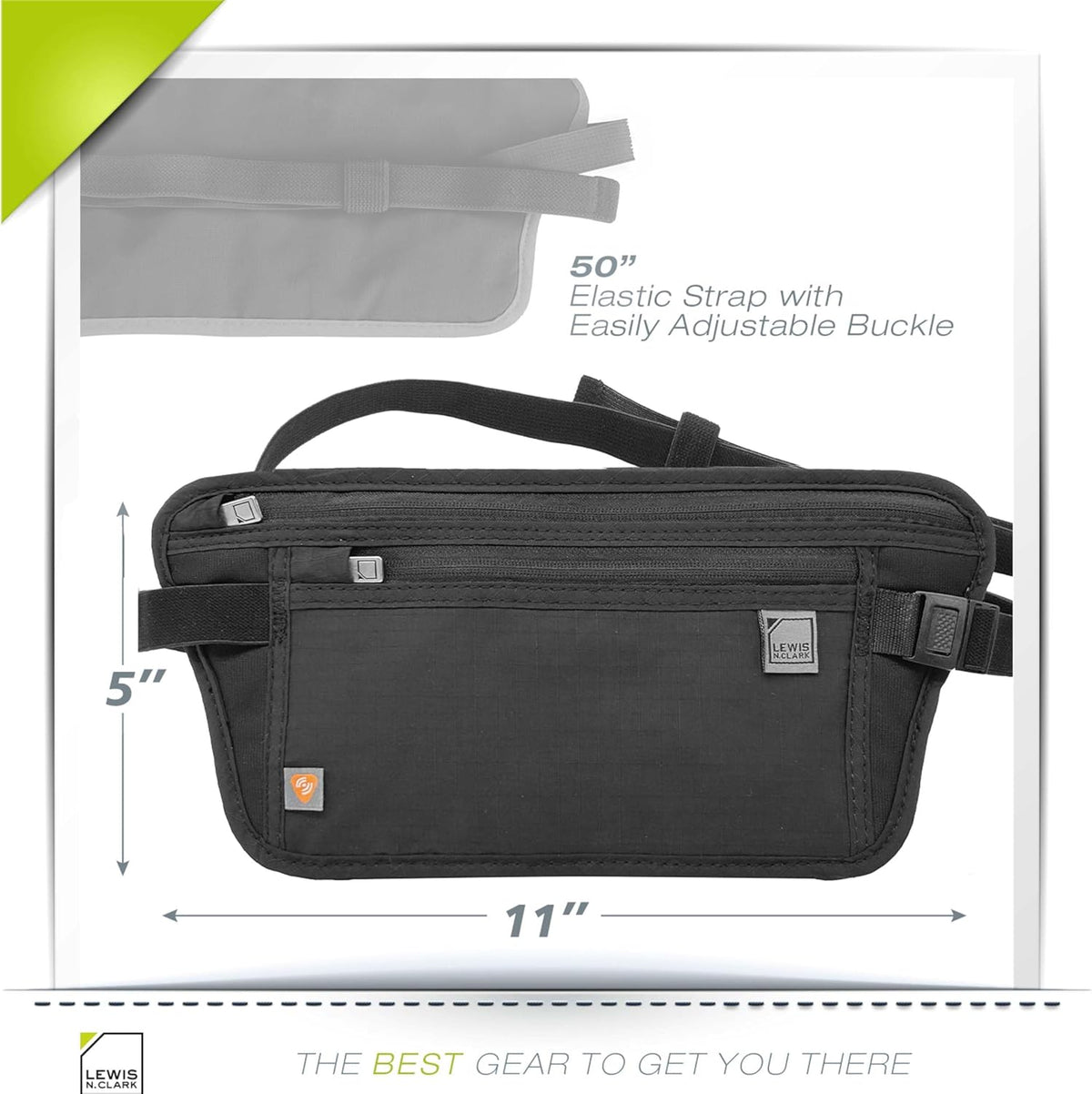 Travel Money Belt Pouch, Slim RFID Blocking Anti Theft Waist Stash Pouches for Cash, Cards and Passport Holder