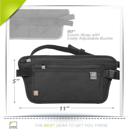 Travel Money Belt Pouch, Slim RFID Blocking Anti Theft Waist Stash Pouches for Cash, Cards and Passport Holder