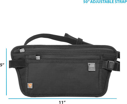 Travel Money Belt Pouch, Slim RFID Blocking Anti Theft Waist Stash Pouches for Cash, Cards and Passport Holder