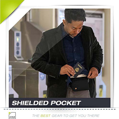Travel Money Belt Pouch, Slim RFID Blocking Anti Theft Waist Stash Pouches for Cash, Cards and Passport Holder