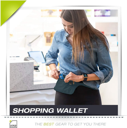 Travel Money Belt Pouch, Slim RFID Blocking Anti Theft Waist Stash Pouches for Cash, Cards and Passport Holder