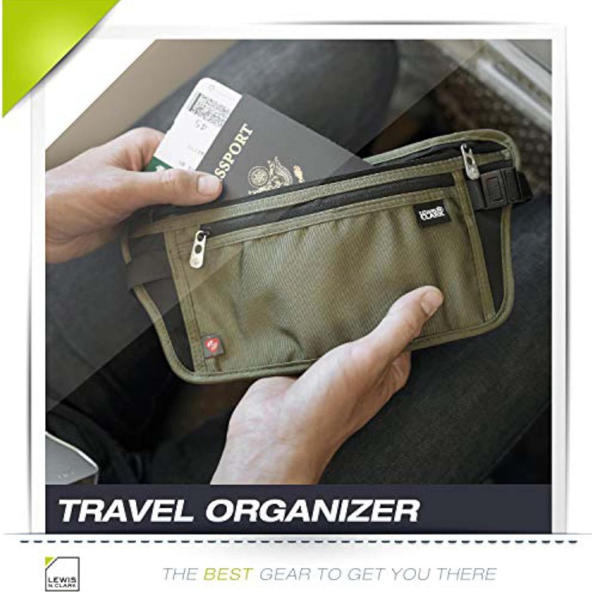 Travel Money Belt Pouch, Slim RFID Blocking Anti Theft Waist Stash Pouches for Cash, Cards and Passport Holder
