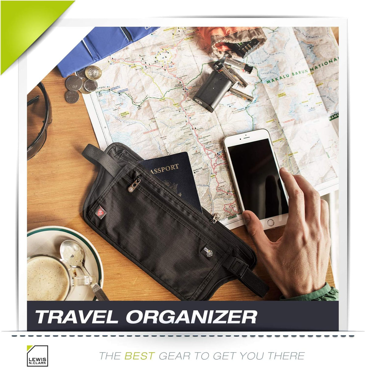 Travel Money Belt Pouch, Slim RFID Blocking Anti Theft Waist Stash Pouches for Cash, Cards and Passport Holder