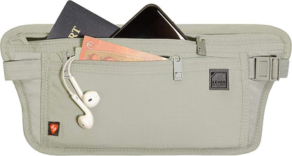 Travel Money Belt Pouch, Slim RFID Blocking Anti Theft Waist Stash Pouches for Cash, Cards and Passport Holder