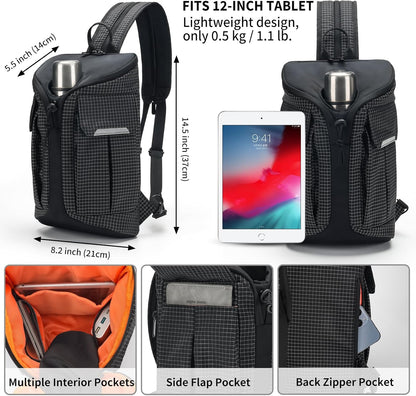 Crossbody Sling Bag for Men & Women,Convertible Sling Backpack Shoulder Chest Bag for Daypack Travel Hiking (Black)