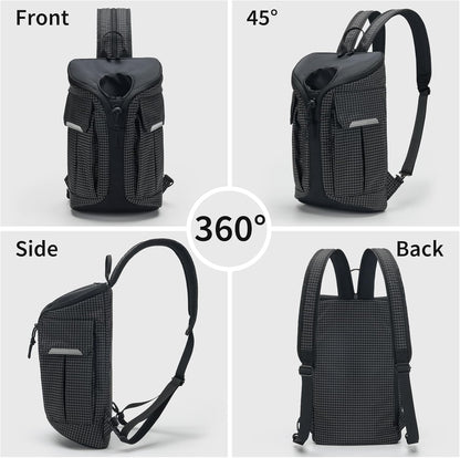 Crossbody Sling Bag for Men & Women,Convertible Sling Backpack Shoulder Chest Bag for Daypack Travel Hiking (Black)