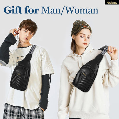 Sling Bag for Women, Leather Crossbody Bag Sling Bag Crossbody Backpack for Travel Sports Running Hiking for Man Woman