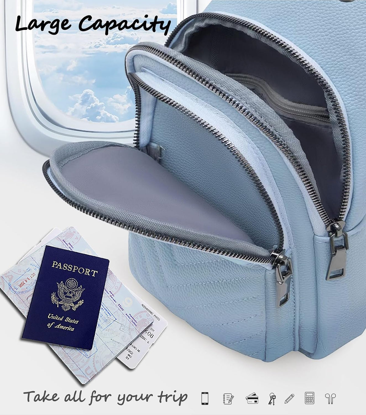 Sling Bag for Women, Leather Crossbody Bag Sling Bag Crossbody Backpack for Travel Sports Running Hiking for Man Woman