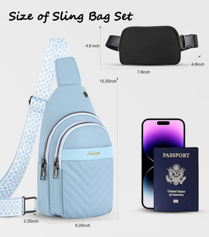 Sling Bag for Women, Leather Crossbody Bag Sling Bag Crossbody Backpack for Travel Sports Running Hiking for Man Woman