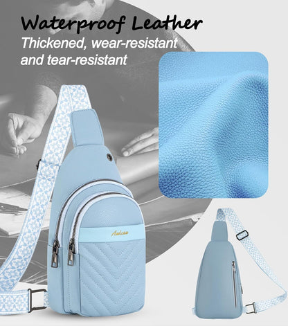 Sling Bag for Women, Leather Crossbody Bag Sling Bag Crossbody Backpack for Travel Sports Running Hiking for Man Woman
