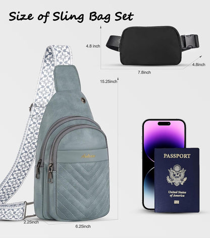 Sling Bag for Women, Leather Crossbody Bag Sling Bag Crossbody Backpack for Travel Sports Running Hiking for Man Woman