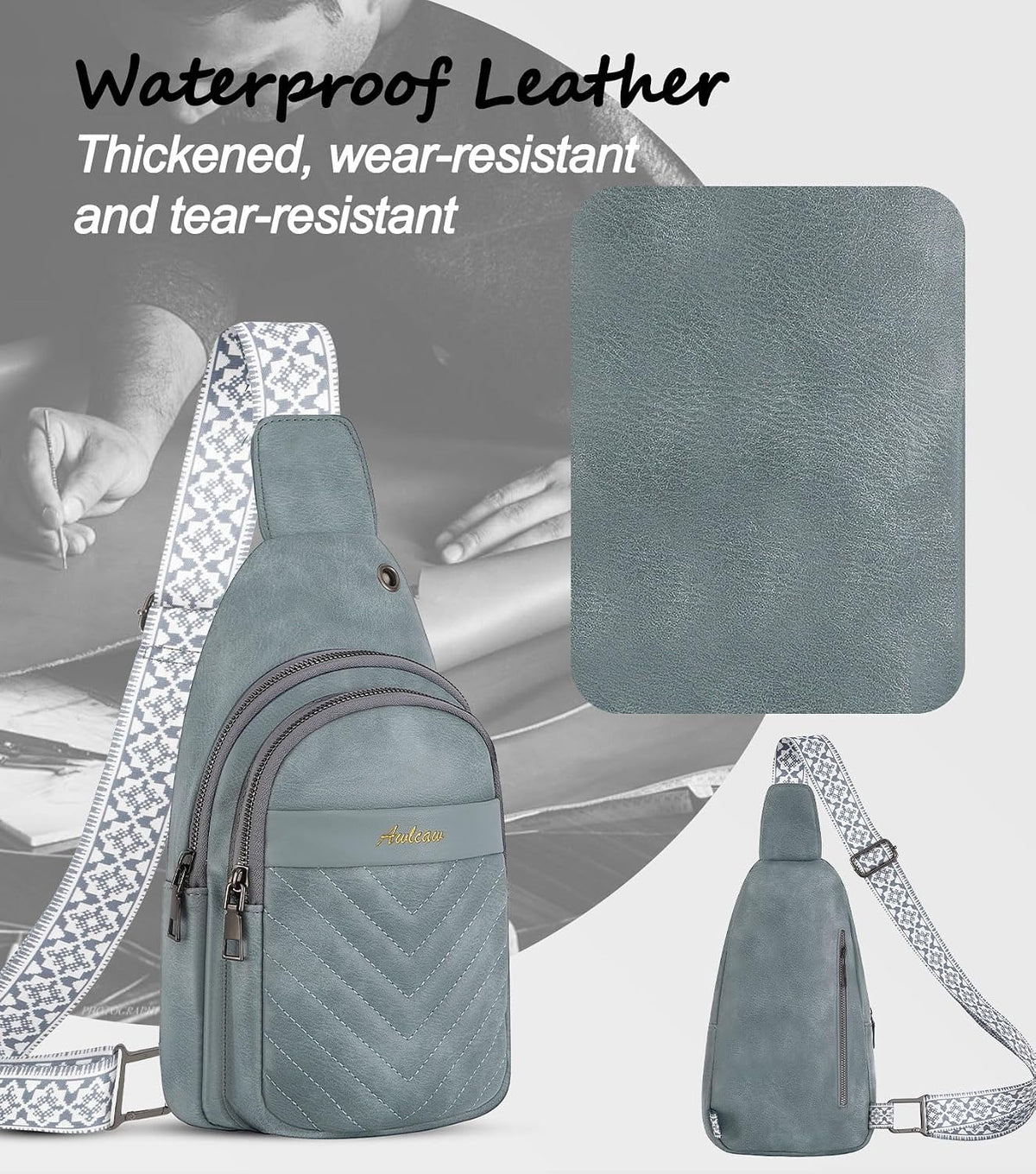 Sling Bag for Women, Leather Crossbody Bag Sling Bag Crossbody Backpack for Travel Sports Running Hiking for Man Woman