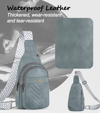 Sling Bag for Women, Leather Crossbody Bag Sling Bag Crossbody Backpack for Travel Sports Running Hiking for Man Woman