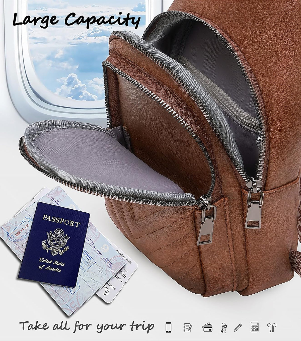 Sling Bag for Women, Leather Crossbody Bag Sling Bag Crossbody Backpack for Travel Sports Running Hiking for Man Woman