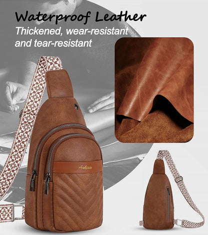 Sling Bag for Women, Leather Crossbody Bag Sling Bag Crossbody Backpack for Travel Sports Running Hiking for Man Woman