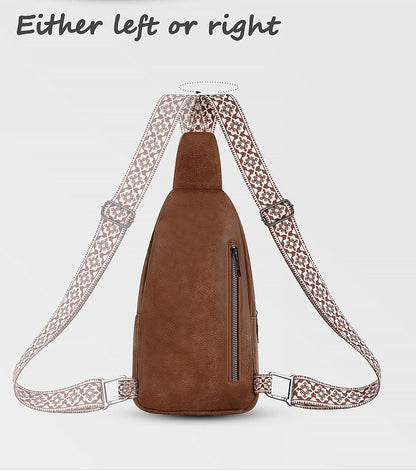 Sling Bag for Women, Leather Crossbody Bag Sling Bag Crossbody Backpack for Travel Sports Running Hiking for Man Woman
