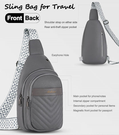 Sling Bag for Women, Leather Crossbody Bag Sling Bag Crossbody Backpack for Travel Sports Running Hiking for Man Woman