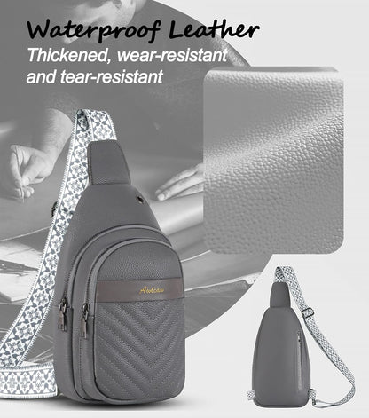 Sling Bag for Women, Leather Crossbody Bag Sling Bag Crossbody Backpack for Travel Sports Running Hiking for Man Woman