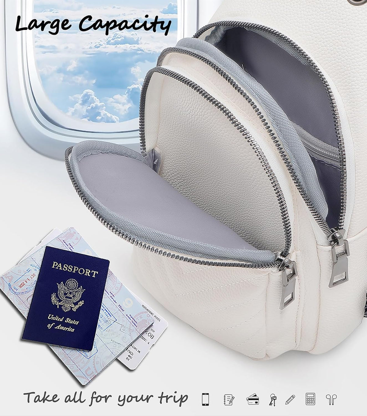 Sling Bag for Women, Leather Crossbody Bag Sling Bag Crossbody Backpack for Travel Sports Running Hiking for Man Woman
