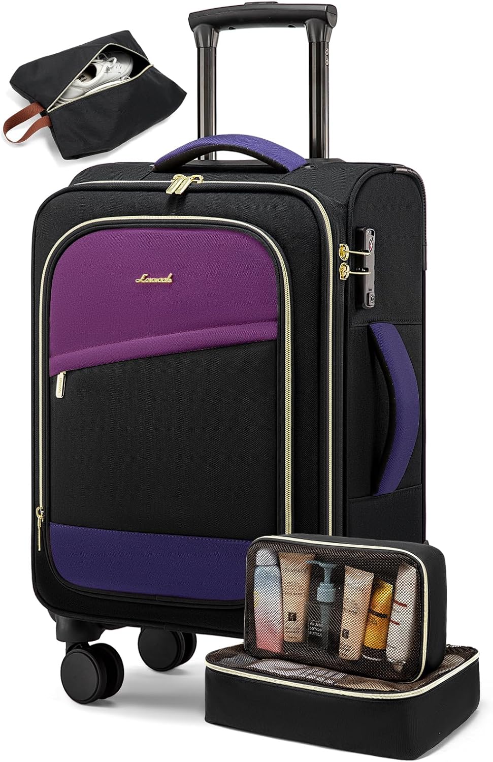 5 Pcs Carry On Luggage 22x14x9 Airline Approved with 40L Laptop Travel Backpack, 20 Inch Carry On Suitcases with Wheels, Rolling Suitcase for Women Men, with TSA Lock Weekender Luggage