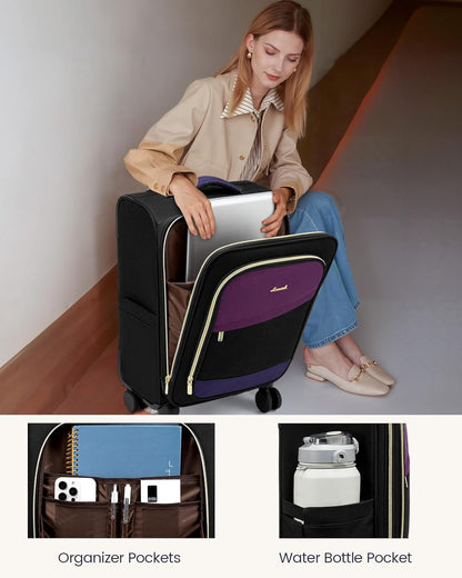 5 Pcs Carry On Luggage 22x14x9 Airline Approved with 40L Laptop Travel Backpack, 20 Inch Carry On Suitcases with Wheels, Rolling Suitcase for Women Men, with TSA Lock Weekender Luggage