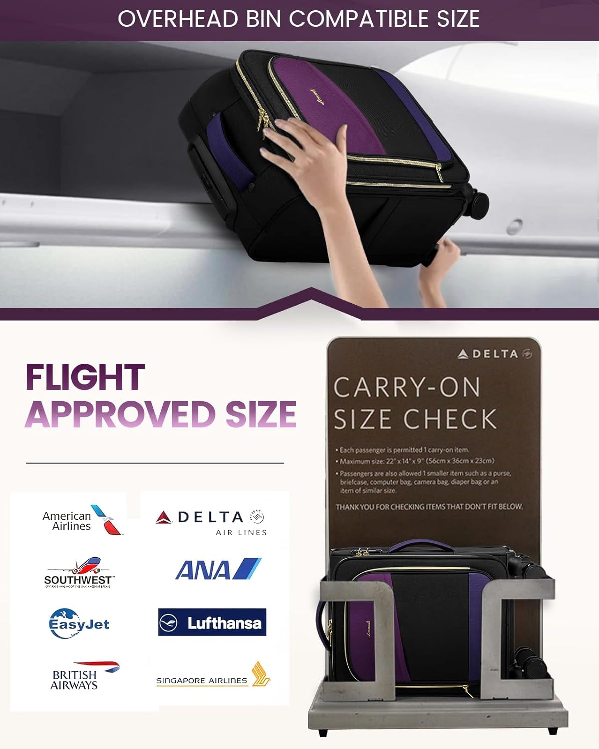 5 Pcs Carry On Luggage 22x14x9 Airline Approved with 40L Laptop Travel Backpack, 20 Inch Carry On Suitcases with Wheels, Rolling Suitcase for Women Men, with TSA Lock Weekender Luggage