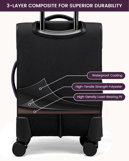 5 Pcs Carry On Luggage 22x14x9 Airline Approved with 40L Laptop Travel Backpack, 20 Inch Carry On Suitcases with Wheels, Rolling Suitcase for Women Men, with TSA Lock Weekender Luggage