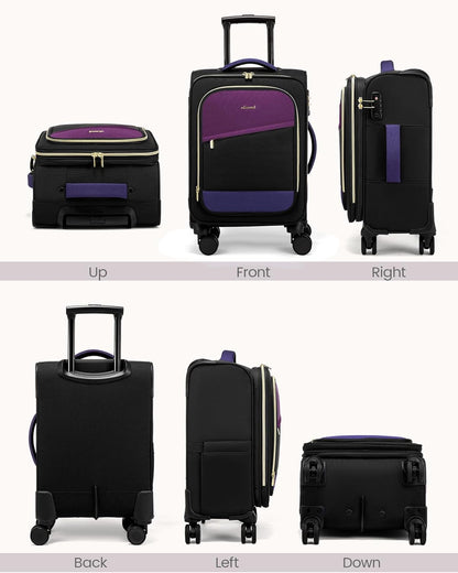 5 Pcs Carry On Luggage 22x14x9 Airline Approved with 40L Laptop Travel Backpack, 20 Inch Carry On Suitcases with Wheels, Rolling Suitcase for Women Men, with TSA Lock Weekender Luggage