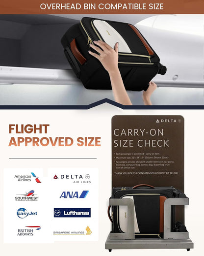 5 Pcs Carry On Luggage 22x14x9 Airline Approved with 40L Laptop Travel Backpack, 20 Inch Carry On Suitcases with Wheels, Rolling Suitcase for Women Men, with TSA Lock Weekender Luggage