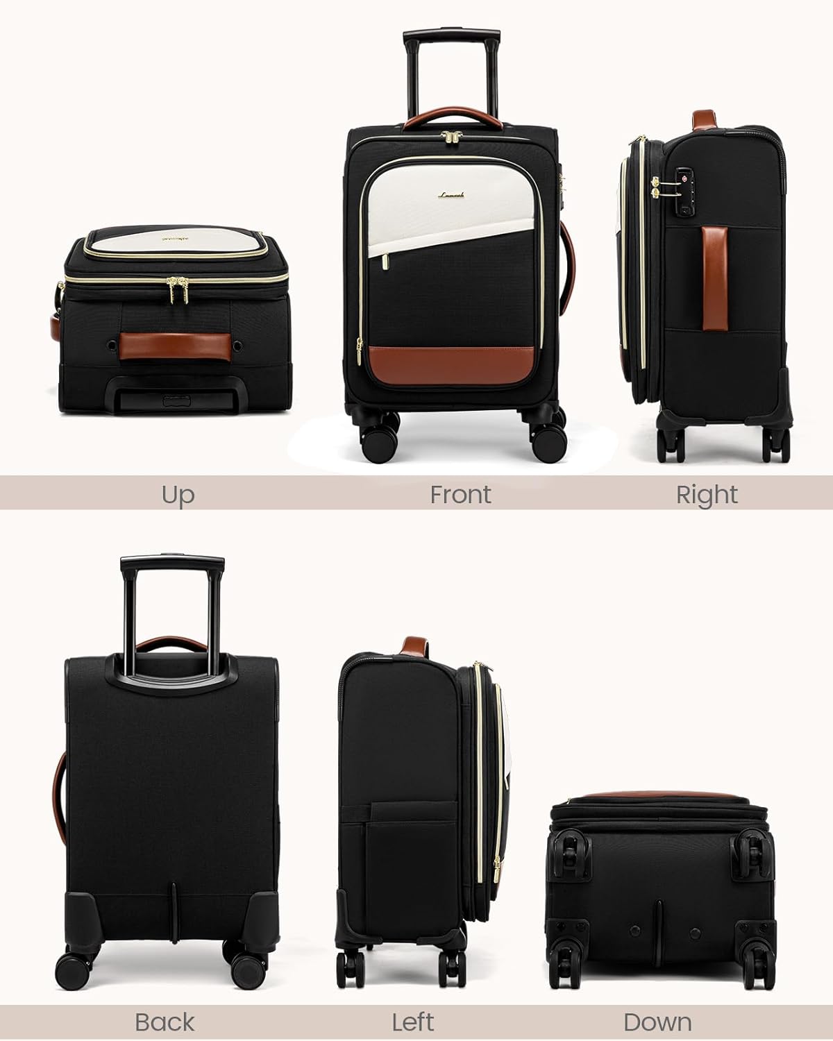 5 Pcs Carry On Luggage 22x14x9 Airline Approved with 40L Laptop Travel Backpack, 20 Inch Carry On Suitcases with Wheels, Rolling Suitcase for Women Men, with TSA Lock Weekender Luggage