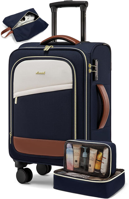 5 Pcs Carry On Luggage 22x14x9 Airline Approved with 40L Laptop Travel Backpack, 20 Inch Carry On Suitcases with Wheels, Rolling Suitcase for Women Men, with TSA Lock Weekender Luggage