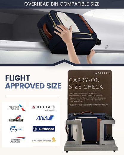 5 Pcs Carry On Luggage 22x14x9 Airline Approved with 40L Laptop Travel Backpack, 20 Inch Carry On Suitcases with Wheels, Rolling Suitcase for Women Men, with TSA Lock Weekender Luggage
