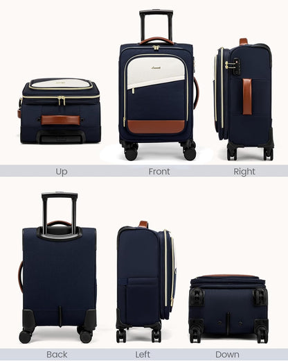 5 Pcs Carry On Luggage 22x14x9 Airline Approved with 40L Laptop Travel Backpack, 20 Inch Carry On Suitcases with Wheels, Rolling Suitcase for Women Men, with TSA Lock Weekender Luggage