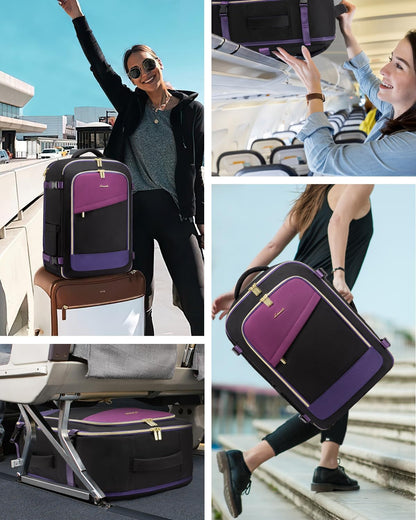 5 Pcs Carry On Luggage 22x14x9 Airline Approved with 40L Laptop Travel Backpack, 20 Inch Carry On Suitcases with Wheels, Rolling Suitcase for Women Men, with TSA Lock Weekender Luggage