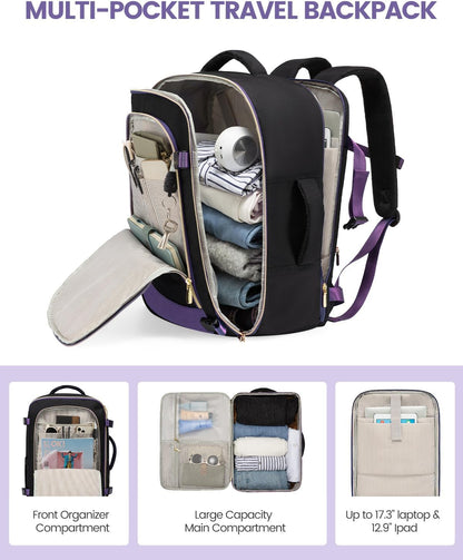 5 Pcs Carry On Luggage 22x14x9 Airline Approved with 40L Laptop Travel Backpack, 20 Inch Carry On Suitcases with Wheels, Rolling Suitcase for Women Men, with TSA Lock Weekender Luggage