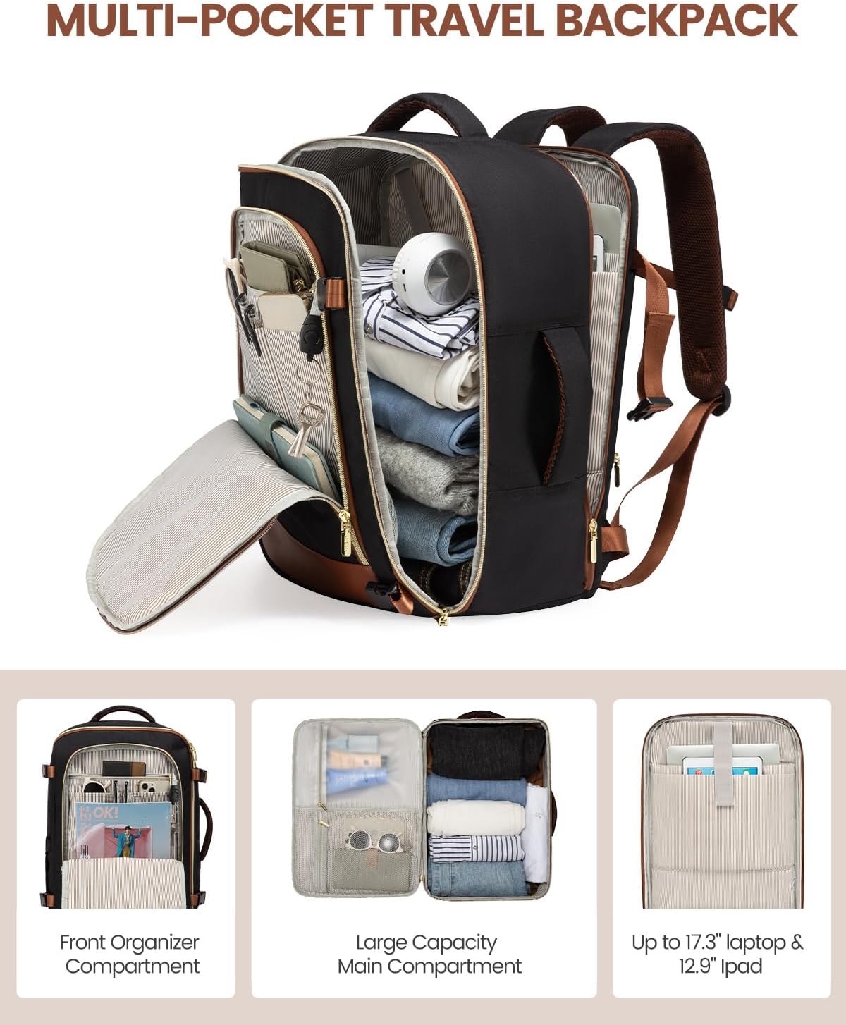 5 Pcs Carry On Luggage 22x14x9 Airline Approved with 40L Laptop Travel Backpack, 20 Inch Carry On Suitcases with Wheels, Rolling Suitcase for Women Men, with TSA Lock Weekender Luggage