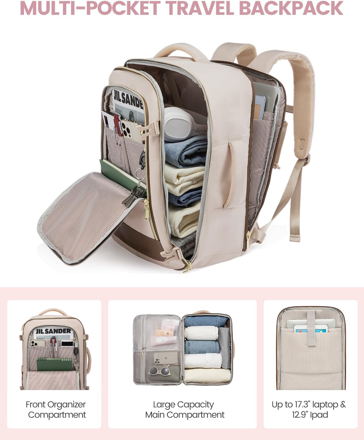 5 Pcs Carry On Luggage 22x14x9 Airline Approved with 40L Laptop Travel Backpack, 20 Inch Carry On Suitcases with Wheels, Rolling Suitcase for Women Men, with TSA Lock Weekender Luggage