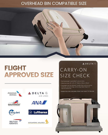 5 Pcs Carry On Luggage 22x14x9 Airline Approved with 40L Laptop Travel Backpack, 20 Inch Carry On Suitcases with Wheels, Rolling Suitcase for Women Men, with TSA Lock Weekender Luggage