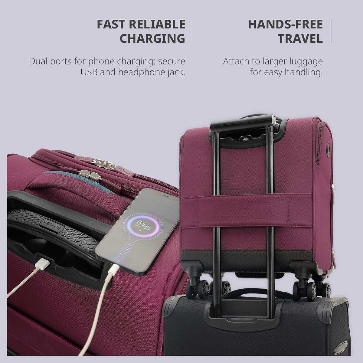 Carry On Underseat Luggage with Wheels & USB Port, Wheeled Spinner Bag Carry-on Luggages for Airlines, Lightweight Suitcase Men Women, Pilots and Crew (Upgrade-14-Inch Compact)