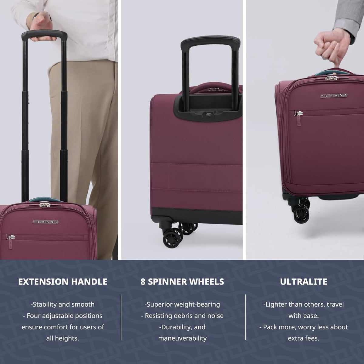 Carry On Underseat Luggage with Wheels & USB Port, Wheeled Spinner Bag Carry-on Luggages for Airlines, Lightweight Suitcase Men Women, Pilots and Crew (Upgrade-14-Inch Compact)