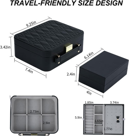 Travel Jewelry Case Large Jewelry Box Jewelry Travel Organizer Jewelry Case with Handle Removable Tray Best Gift for Women Girls (Grey)